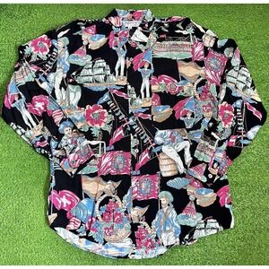 Vintage Beautiful Italian Shirt M Vibrant Bristol England Nautical Maritime AOP